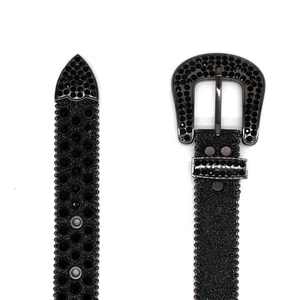 Cinturón Casual Reversible de Cuero Genuino Negro con Adorno de Diamantes de Imitación, Hebilla de Aleación, Diseño Sólido y Duradero - Product Image 2
