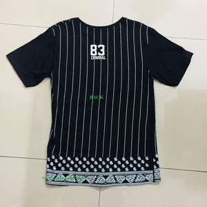 Cotton Polyester All Over Stripe Print Full Body Print with <b>White</b> Rubber Screen Printed Short Sleeve O Neck Cheap Men's T Shirts - Product Image 6