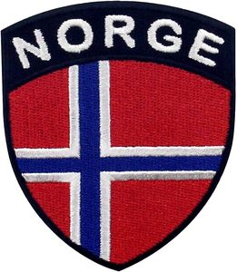 Parche Bordado con la Bandera de Noruega, Aplique Termoadhesivo o para Coser, Escudo Nacional Noruego - Product Image 1