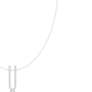 Collier pendentif lettre U en moissanite plaqué or 14 carats avec micro-incrustation pavé et chaîne à maillons, bijoux - Product Image 2