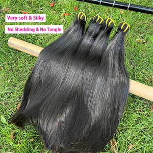 Extensiones de Cabello Humano Virgen Vietnamita Sin Procesar, Mechones de Cabello Humano Original Liso, Extensiones de Cabello con Doble Trama # 1B - Product Image 2