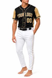 Uniforme de baseball unisexe personnalisé, maillot à manches courtes sublimé, 100% polyester, séchage rapide, pantalon blanc, évacuation de l'humidité, coupe régulière - Product Image 3