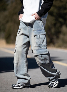 Wholesale Men's High Waist <b>Soft</b> Denim Wash Athletic Fit Casual <b>Jeans</b> Straight Slim Baggy Pants For Men Clothes High Quality - Product Image 2