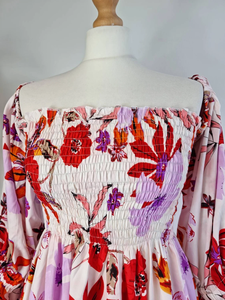 Midi Paisley Floral Cómodo Mezcla de algodón Seda para Bodas de verano High Teas Elegante Blanco Púrpura Rojo Colores Casual Maxi - Product Image 4