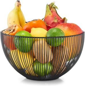 <b>Black</b> And Gold Coated Metal Wave Fruit <b>Basket</b> Openwork <b>Storage</b> Fruit Bowl Best Designer Handcrafted Fruit <b>Basket</b> Custom Size - Product Image 5