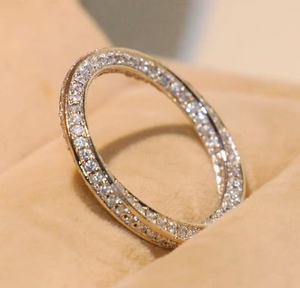 Moissanite <b>Eternity</b> Wedding Band <b>Ring</b> for Women Full Pave Claw Set S925 Sterling <b>Silver</b> Stackable Anniversary <b>Ring</b> - Product Image 4