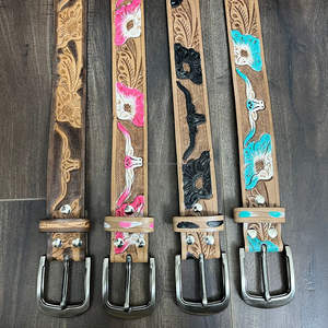 Ceintures Western en cuir de vachette usiné à la main avec boucle ardillon pour enfants, garçons et filles, tailles personnalisées disponibles - Product Image 6