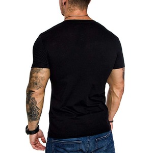 Men's Gray V-Neck Short Sleeve T-Shirt Breathable Cotton Fit Top Casual Wear - Product Image 5