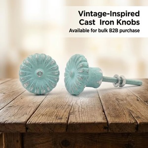 Ba Modern Style Cast Iron Adjustable <b>Cabinet</b> Knob Round Turquoise Blue Durable Furniture Handle for <b>Kitchen</b> Bedroom Home Bar - Product Image 5