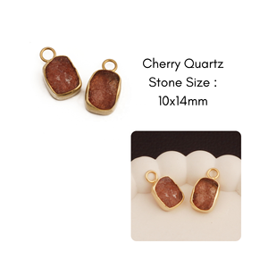 Cuarzo Cereza en Bruto, Piedra Natal, Cristales de Latón Chapado en Oro, Colgante Moderno, Amuleto de Piedra Curativa - Product Image 5
