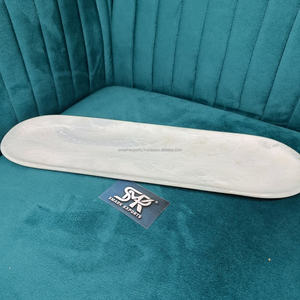 Moderno Plato Largo de Resina Hecho a Mano con Efecto Mármol Blanco Liso Estilo Ángel para Servir Aperitivos Decoración de Mesa Exhibición - Product Image 1