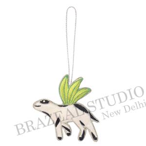 Fait à la main écologique Brazeal Studio arbre de Noël velours Satin brodé personnalisé en gros ornement avec voiture de chameau - Product Image 4