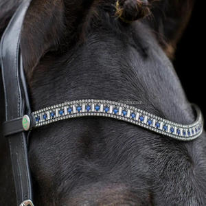 Bandeau de tête de cheval en cuir de cheval orné de cristaux, équipement de course équestre de qualité supérieure, fabricant et grossiste - Product Image 5