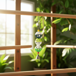 Juguete para pájaros en forma de campana Yommy de 20 cm y 25 cm con cuentas de colores para que los loros jueguen - Product Image 3