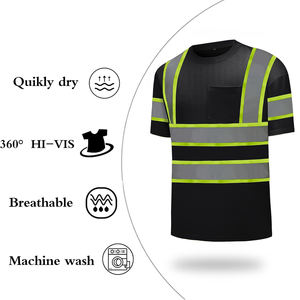 Chemise de travail haute visibilité à manches courtes, tissu en maille respirant, poche poitrine et bandes réfléchissantes pour une meilleure visibilité - Product Image 4