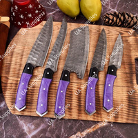 Ensemble de couteaux de cuisine professionnels en acier Damas légers, manche ergonomique en époxy, ambidextres, forgés à la main