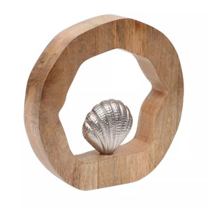 Sculpture Circulaire en Bois Faite à la Main, Décoration de Table Thème Coquillage, Artisanat Minimaliste Thème Animal, Art pour Salon - Product Image 3