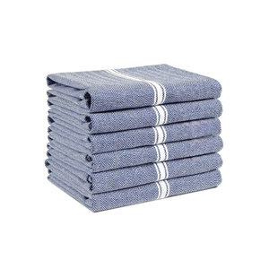 Serviettes de cuisine rectangulaires en coton 100% filé à anneaux, motif à carreaux, bleu et blanc, lavables en machine, design golf, certifiées ISO 9001 JAI. - Product Image 6