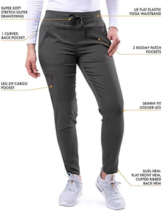 Private Label Custom Long Sleeve Stretchy Plus Size Jogger Fashion Doctor Nurse Uniforms Nursing <b>Scrubs</b> Uniforms Sets for Women - Product Image 3