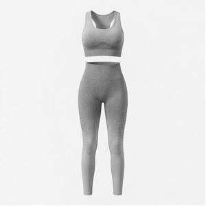 Ropa Deportiva Personalizada de Alta Elasticidad, Cintura Elástica Transpirable, Venta Directa de Fábrica, Conjunto de Yoga para Mujer, Diseño Sólido - Product Image 5
