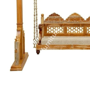 Balançoire d'intérieur en bois massif artisanal de luxe, ornée de sculptures florales, style Maharaja Jhoola, décoration de salon - Product Image 6