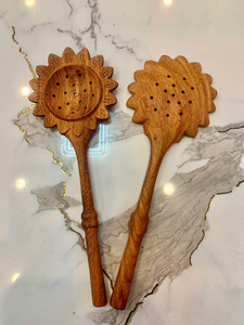 Wooden Sunflower Duo <b>Spoon</b> Factory Direct Vietnam Natural Wood Material For Cooking <b>Serving</b> Kitchen Tool Custom Engraved Logo - Product Image 5