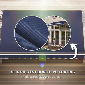 Tenda Parasole Manuale 8FT X 10FT con Manovella, Protezione UV, per Patio, Terrazza e Giardino, Facile da Aprire - Blu - Product Image 5