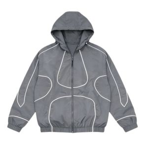 High Trending custom <b>Men</b>’s Nylon Windbreaker Shorts Set Reflective Zip Up <b>Jacket</b> <b>Summer</b> Tracksuit Lightweight Streetwear - Product Image 3