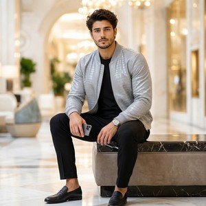 Blouson Bomber en Cuir Croco 100% Original pour Homme – Été, Imperméable, Respirant, Coupe-Vent, Style Vintage, Dos et Col - Product Image 1
