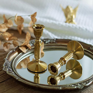 Christmas Vintage <b>Brass</b> <b>Candlestick</b> <b>Holder</b> Taper Candles <b>Brass</b> Wedding Living Room Christmas Party Advent Wreath Decoration - Product Image 4