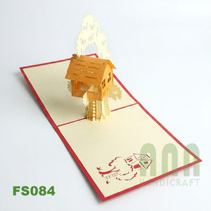 ANN HANDICRAFT Cartes de vœux 3D Pop personnalisées faites à la main 'Maison Arbre Amitié' Carte de remerciement en forme de boîte en papier découpé - Product Image 5