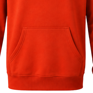 เสื้อฮู้ดผู้ชายสีแดงสดแบบสั่งทำพิเศษ ผ้าฟลีซ แขนยาว ทรงปกติ มีเชือกผูก กระเป๋าจิงโจ้ สไตล์สตรีทแวร์ รับผลิตแบบ OEM - Product Image 6
