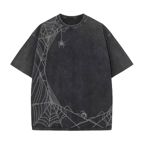 T-shirt en tricot surdimensionné pour homme avec logo imprimé sur le devant, manches courtes, col rond, style streetwear, 100% coton, respirant - Product Image 1