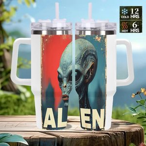 Gobelet isotherme personnalisé 40 oz, design Alien, en acier inoxydable, mug de voyage - Product Image 2