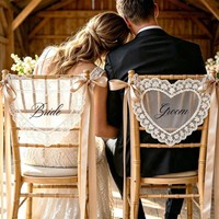 Ruban de dentelle transparent pour chaise de mariage, décoration de chaise en forme de cœur, décoration de table pour événements intérieurs et extérieurs