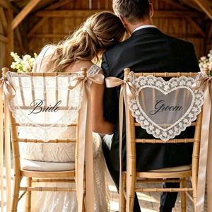 Ruban de dentelle transparent pour chaise de mariage, décoration de chaise en forme de cœur, décoration de table pour événements intérieurs et extérieurs - Product Image 3