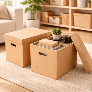 Boîte d'emballage en carton ondulé en papier kraft uni |   Carton en carton durable pour l'expédition, le stockage et l'emballage alimentaire, impression personnalisée disponible - Product Image 3