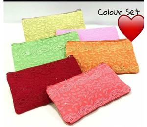 splash of festive elegance to your <b>gifting</b> with this handcrafted embroidered fabric pouch colour <b>set</b> designed for <b>weddings</b> - Product Image 2