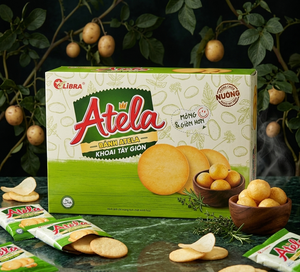 ขนมขบเคี้ยวกรอบรสเผือกอบ ATELA 342 กรัม เนื้อสัมผัสแน่น ไขมันต่ำ ผลิตภัณฑ์ FMCG ขนมธัญพืชจากเวียดนาม บรรจุกล่อง - Product Image 1