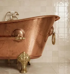 Bañera Independiente de Cobre Martillado de Diseño, Acabado Pulido, Ecológica, Moderna, para Interiores de Baños de Lujo - Product Image 3