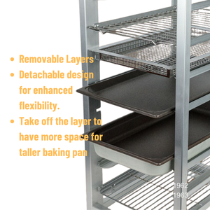 Chariot de boulangerie en aluminium à 20 niveaux pour restaurant, avec surface anodisée et supports de plateau amovibles - Product Image 5