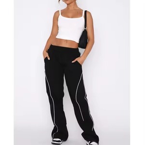Nouveau design – Pantalon décontracté à jambe large en coton et lin, style urbain, grande taille, coupe ample pour femme - Product Image 2