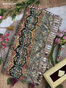 Best Quality Original Japan <b>Satin</b> with Colorful Stripe-Print & Ajrakh Print & Real-Mirror Lace Border Pallu <b>Saree</b> Woman Fashion - Product Image 4