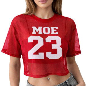 Maillot de football court en mesh pour femme, manches courtes, respirant, streetwear, haut de sport, uniforme d'équipe personnalisé, OEM, marque privée - Product Image 2