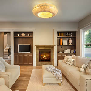 20\" Boho Rattan Caged <b>Ceiling</b> <b>Fan</b> with Lights for <b>Bedroom</b> Furniture - Product Image 6