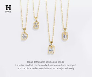 Custom Fine Jewelry Supplier - Personalized Baguette Diamond Initial Necklace, 14k/18k <b>Solid</b> <b>Gold</b> Letter <b>Pendant</b> for Wholesale - Product Image 3