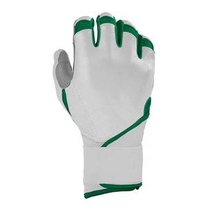 Guantes de bateo blancos con ribete verde, acolchados, de cuero, con cierre de tirar, para entrenamiento, unisex, para adultos - Product Image 3