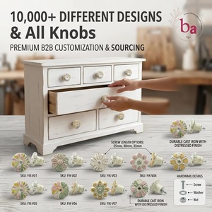 Cast Iron Rustic Flower Knob <b>Cabinet</b> Handle Kitchen Dresser Pull Bedroom Villa Easy Installation - Product Image 2