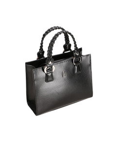Bolso de mano negro de cuero genuino elegante de alta calidad para mujer con dos asas tejidas, venta al por mayor, logotipo de color personalizado, OEM, bandolera para chicas - Product Image 1