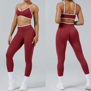 Ensemble de yoga sans couture pour femme, leggings de sport taille haute et soutien-gorge de sport dos nageur, séchage rapide, ensemble fitness 2 pièces pour femme - Product Image 1